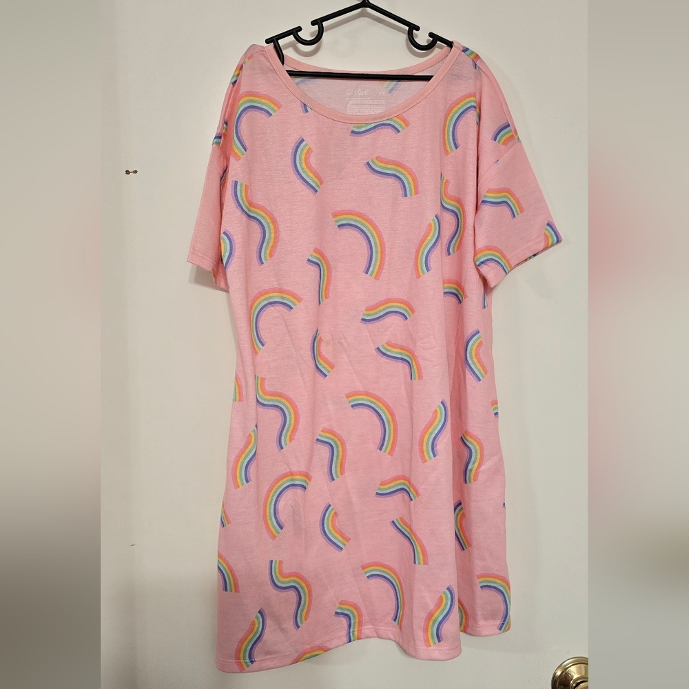 Cat & Jack Pink Nightgown with Rainbow Design